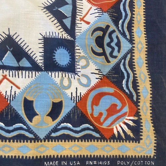 Vintage Aztec Southwestern Cotton Blend Native American Print Bandana Scarf - Picture 5 of 7